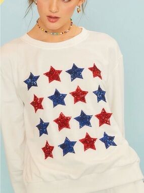 Sequined Star Crewneck Sweatshirt